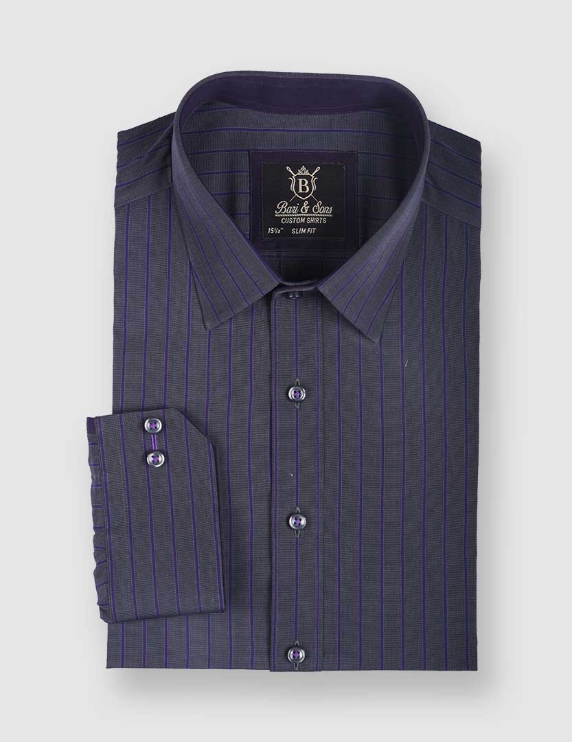 CHARCOAL GREY WITH PURPLE SLIM STRIPES