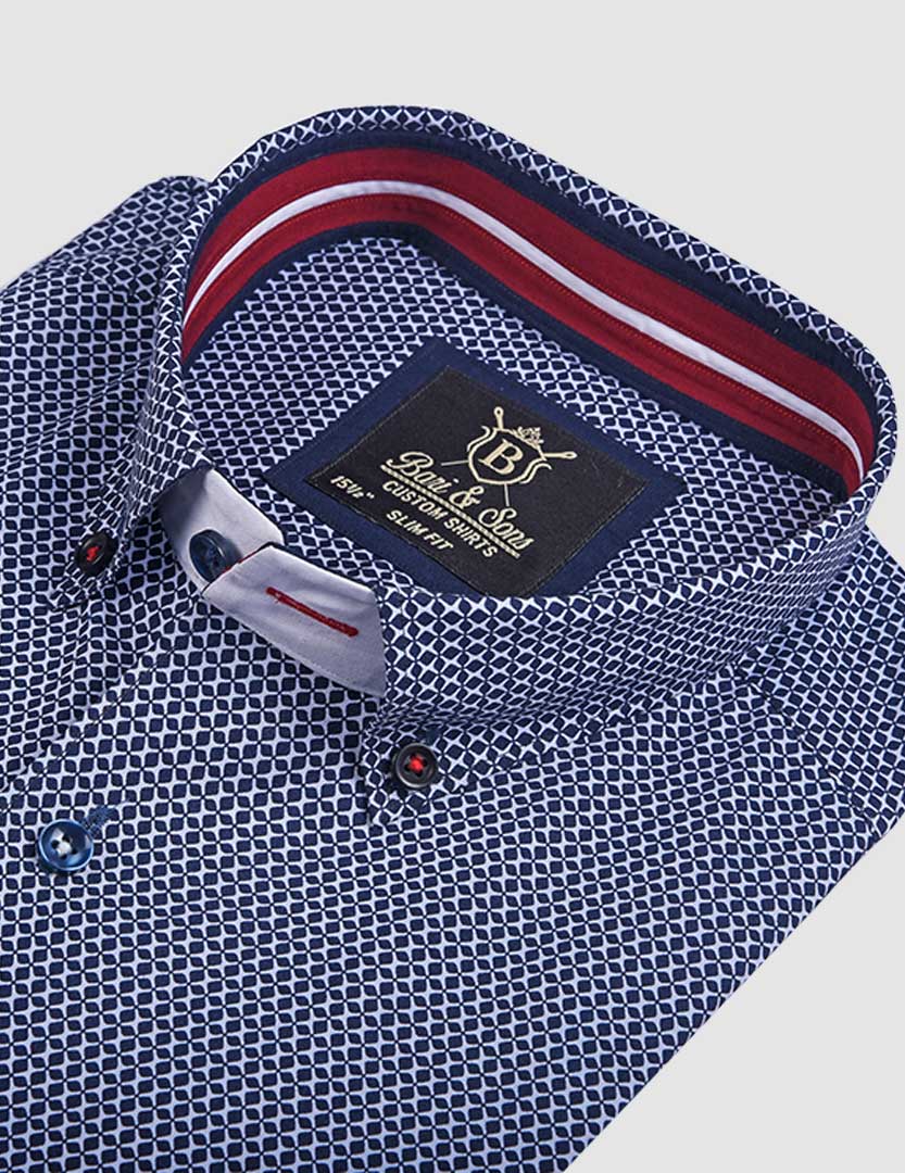 DARK NAVY BLUE PRINTED SHIRT - Image 2