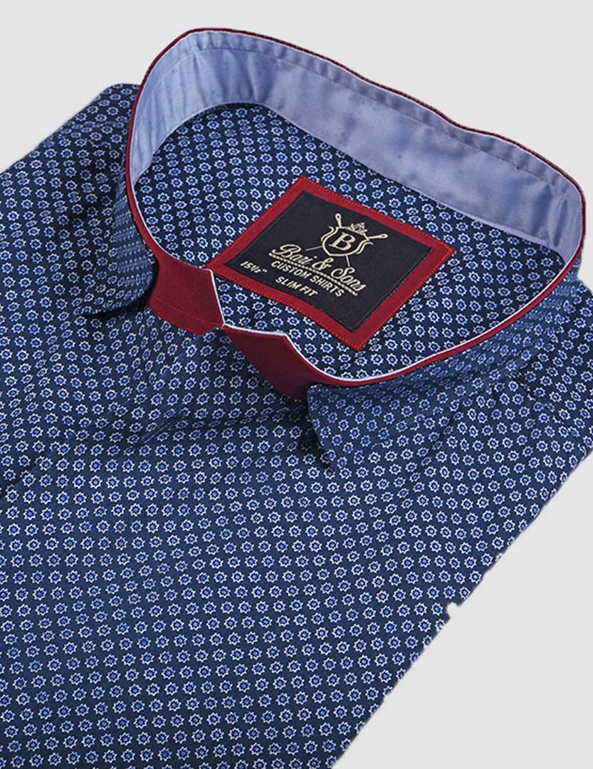 NAVY BLUE PRINTED SHIRT - Image 2