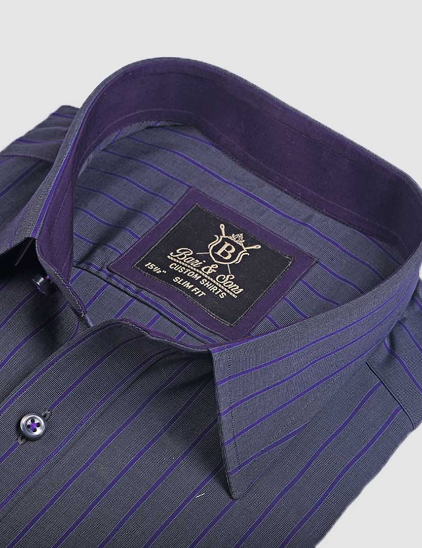 CHARCOAL GREY WITH PURPLE SLIM STRIPES - Image 2