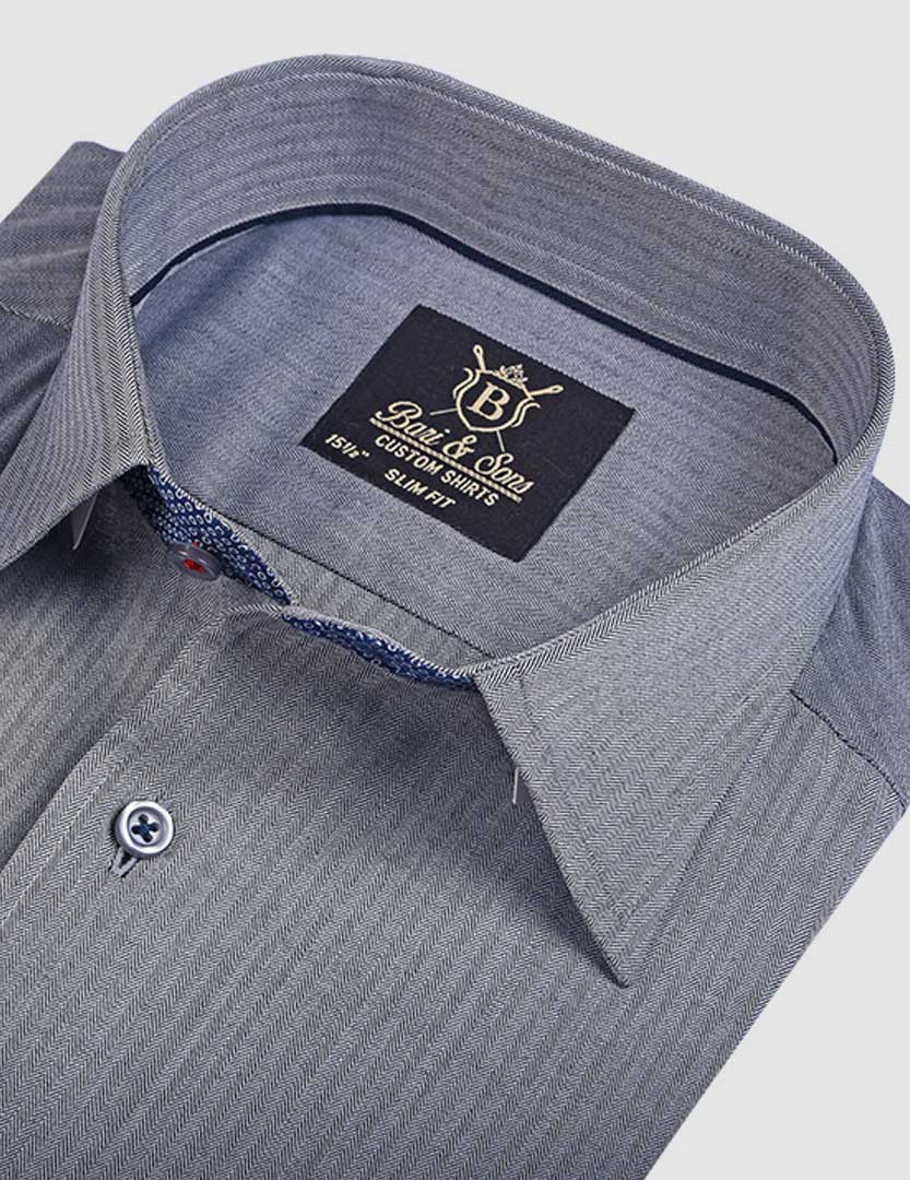 GREY HARRINGBONE SHIRT - Image 2