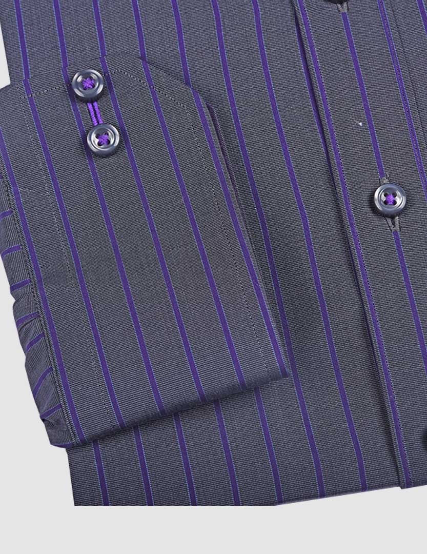 CHARCOAL GREY WITH PURPLE SLIM STRIPES - Image 3