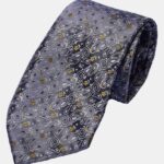 Silk Tonal Paisley Classic Tie - Dark Silver with Beige florals