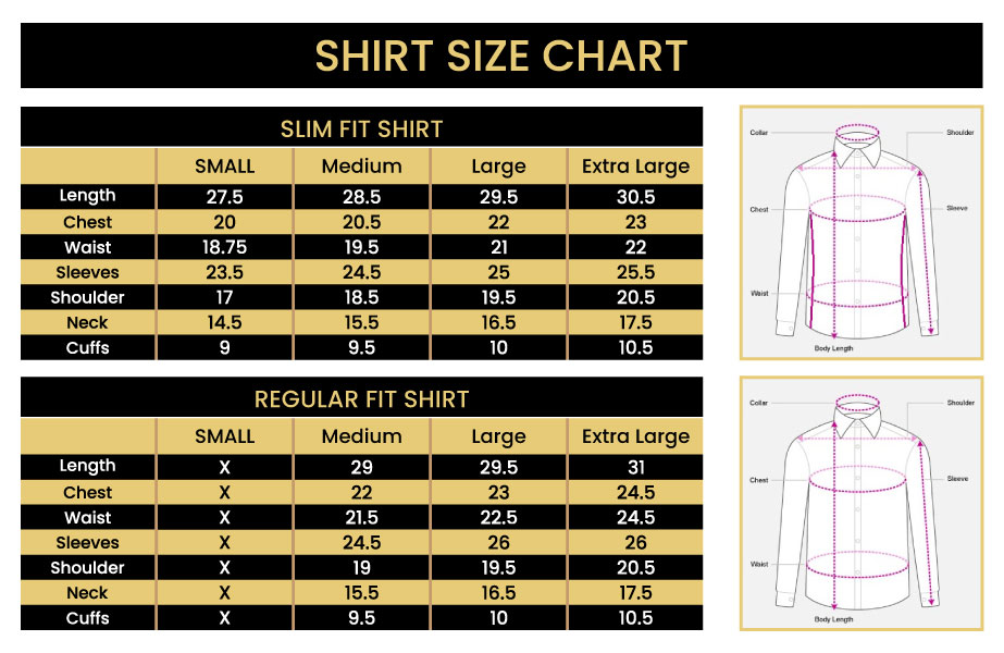 SHIRT SIZE CHART Men's T-Shirts & Polo Shirts Size Chart